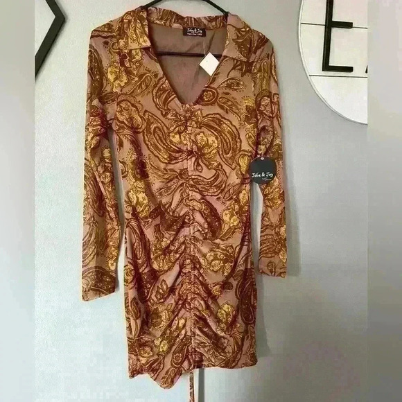 💚 New With Tags Large Mesh Boho Long Sleeve Dress - Picture 3 of 9